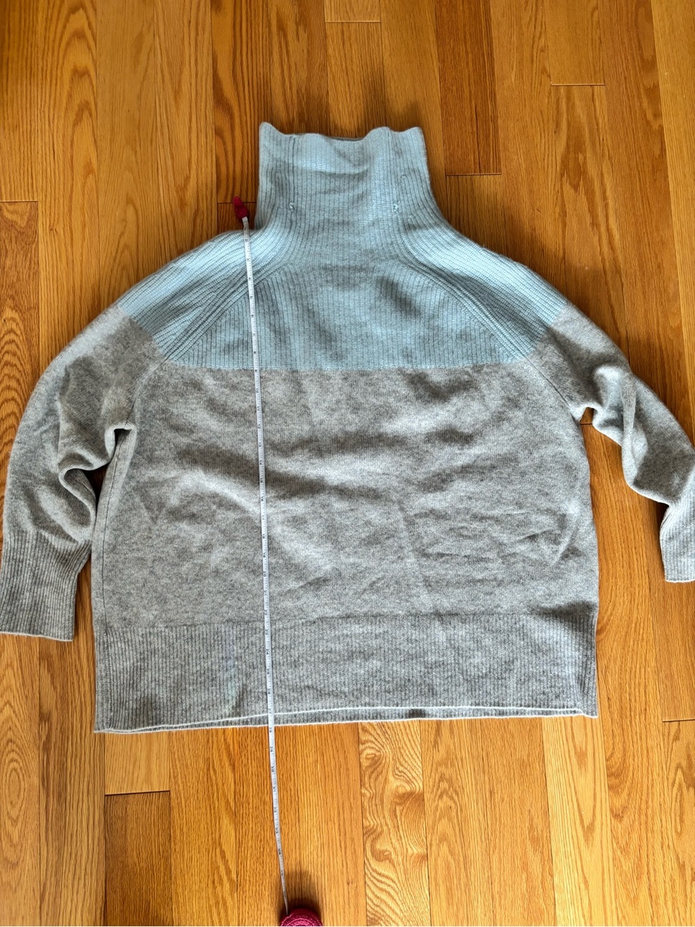 Nordstrom Two-Tone Light Blue and Gray Funnel Neck Cashmere Sweater